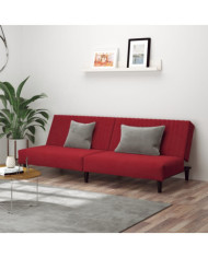 Canapé-lit 2 places rouge bordeaux velours | Mobilier & Déco