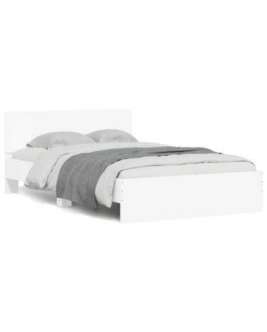 Cadre de lit avec tête de lit et LED blanc 120x190 cm | Mobilier & Déco