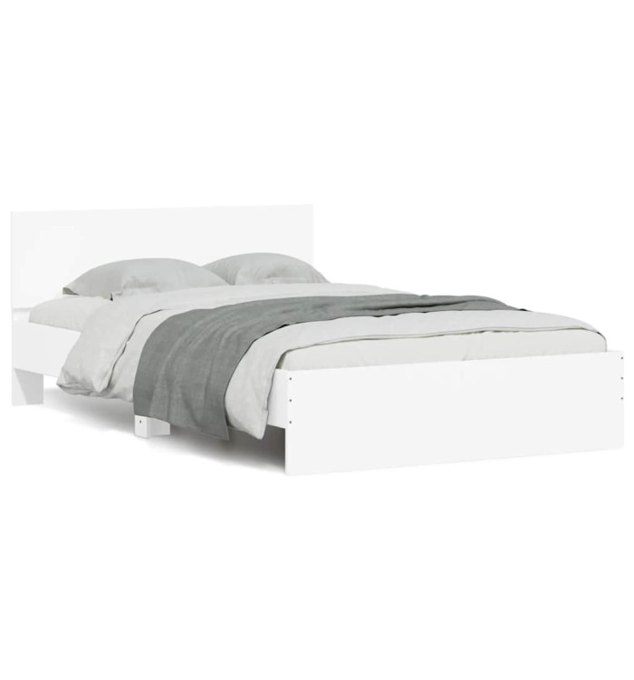 Cadre de lit avec tête de lit et LED blanc 120x190 cm | Mobilier & Déco