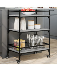 Chariot de cuisine sonoma gris 65x40x86,5 cm bois d'ingénierie | Mobilier & Déco