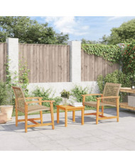 Chaises de jardin lot de 2 beige résine tressée bois d’acacia | Mobilier & Déco