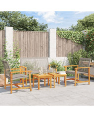 Salon de jardin 5 pcs gris résine tressée et bois d'acacia | Mobilier & Déco
