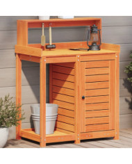 Table de rempotage avec étagères marron bois massif de pin | Mobilier & Déco