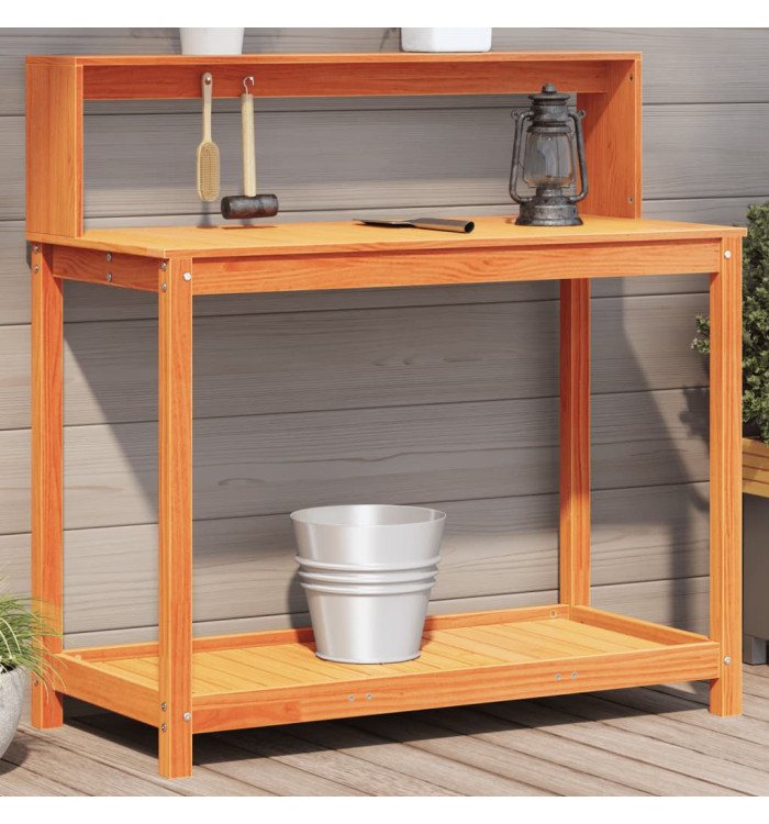 Table de rempotage avec étagères marron bois massif de pin | Mobilier & Déco