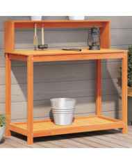 Table de rempotage avec étagères marron bois massif de pin | Mobilier & Déco