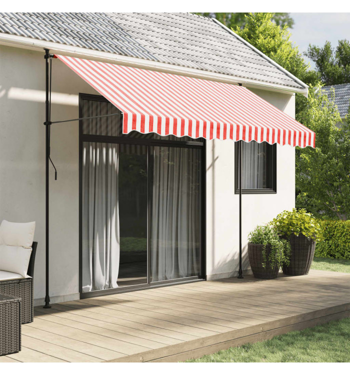 Tissu de remplacement pour auvent rayures rouges et blanches | Mobilier & Déco