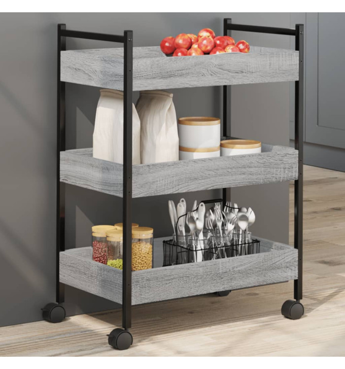 Chariot de cuisine sonoma gris 50x30x70 cm bois d'ingénierie | Mobilier & Déco