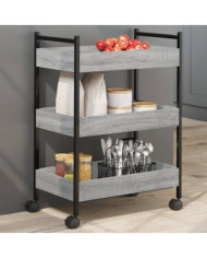 Chariot de cuisine sonoma gris 50x30x70 cm bois d'ingénierie | Mobilier & Déco