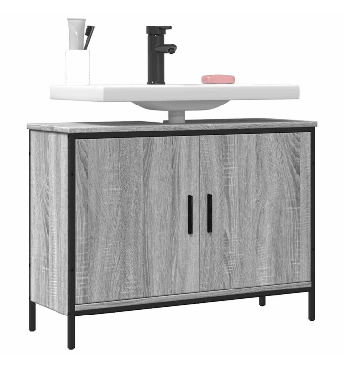Armoire lavabo de salle de bain sonoma gris 80x30x60 cm | Mobilier & Déco