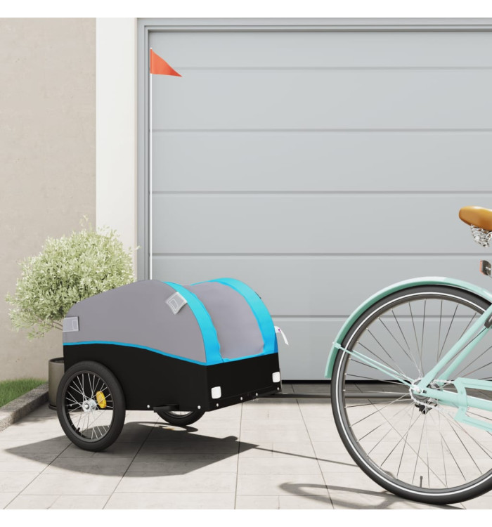 Remorque de vélo noir et bleu 30 kg fer | Mobilier & Déco