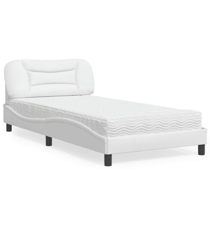 Lit avec matelas blanc 100x200 cm similicuir | Mobilier & Déco