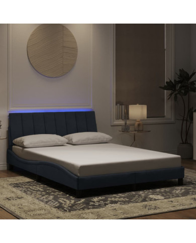 Cadre de lit avec LED sans matelas gris foncé 140x200cm velours | Mobilier & Déco