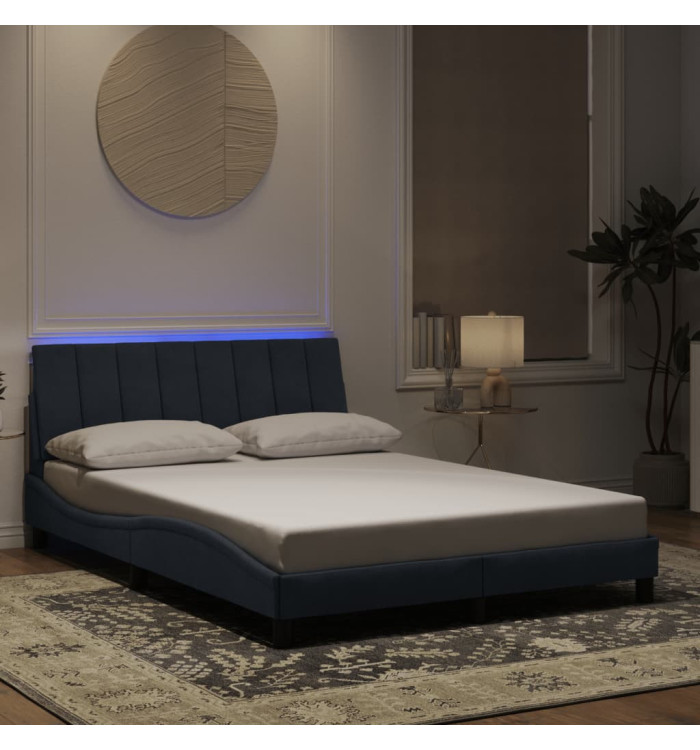 Cadre de lit avec LED sans matelas gris foncé 140x200cm velours | Mobilier & Déco