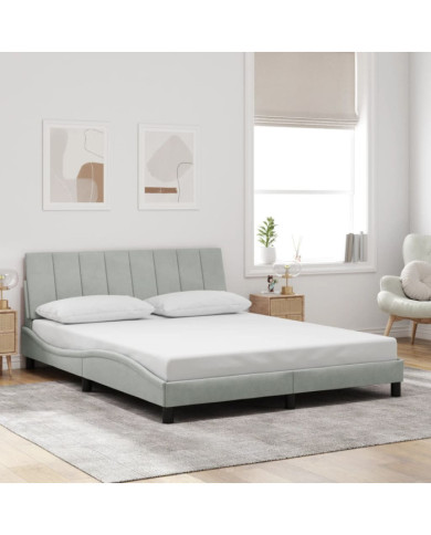 Cadre de lit sans matelas gris clair 160x200 cm velours | Mobilier & Déco