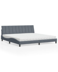 Lit avec matelas gris foncé 200x200 cm velours | Mobilier & Déco