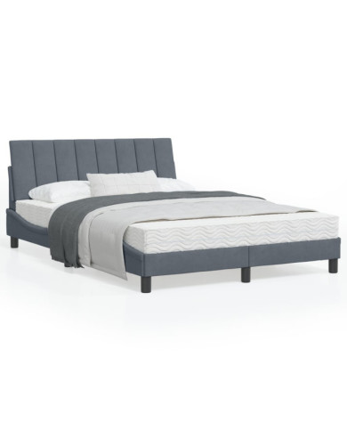 Lit avec matelas gris foncé 120x200 cm velours | Mobilier & Déco
