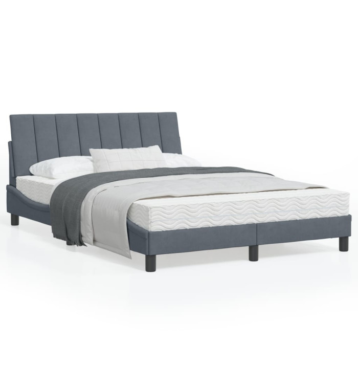 Lit avec matelas gris foncé 120x200 cm velours | Mobilier & Déco
