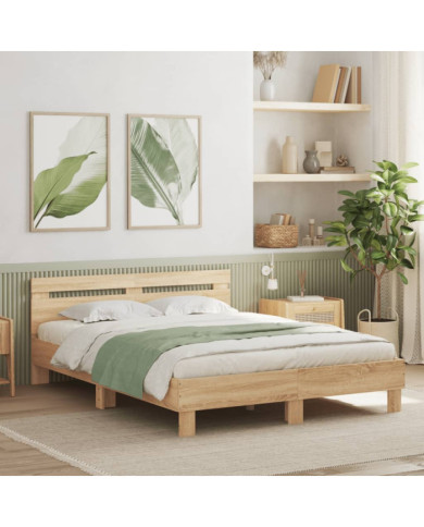 Cadre de lit sans matelas chêne sonoma 150x200 cm | Mobilier & Déco
