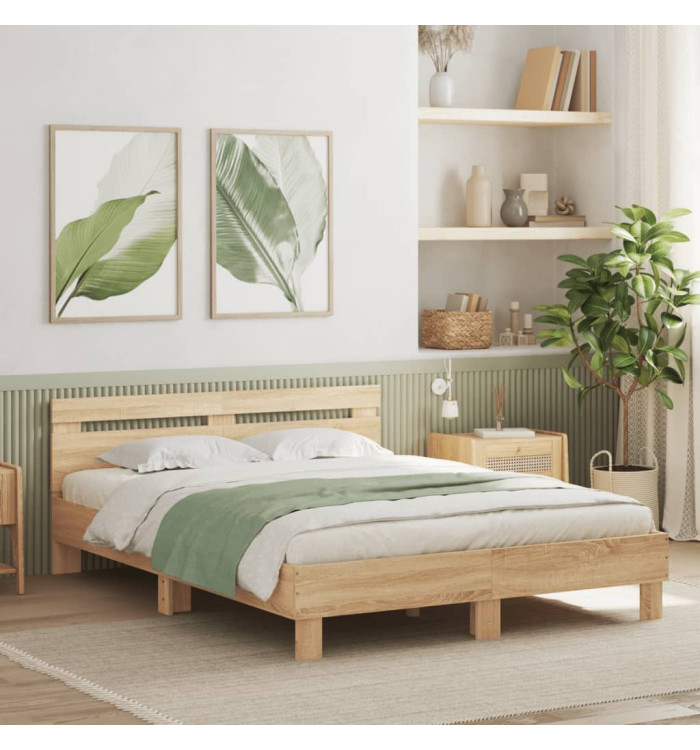 Cadre de lit sans matelas chêne sonoma 150x200 cm | Mobilier & Déco