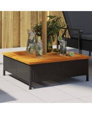 Couvercle de base de parasol noir 70x70x25 cm résine tressée et acacia | Mobilier & Déco