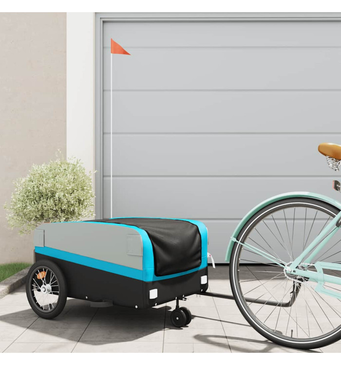 Remorque de vélo noir et bleu 45 kg fer | Mobilier & Déco