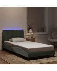 Cadre de lit avec LED sans matelas gris clair 100x200cm velours | Mobilier & Déco