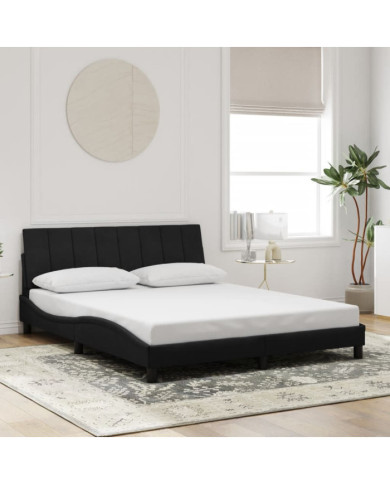 Cadre de lit sans matelas noir 160x200 cm velours | Mobilier & Déco