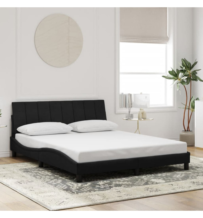Cadre de lit sans matelas noir 160x200 cm velours | Mobilier & Déco