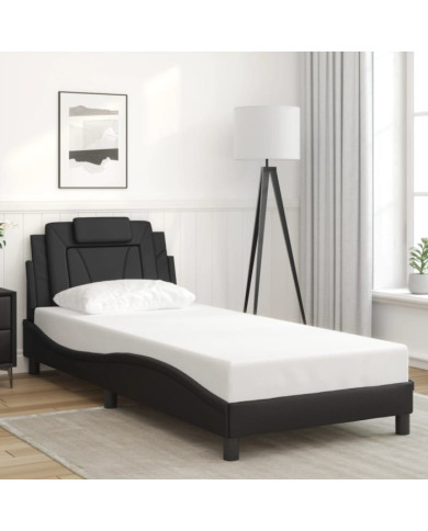 Cadre de lit sans matelas noir 90x200 cm similicuir | Mobilier & Déco