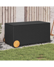 Boîte de rangement de jardin et roues noir 190L résine tressée | Mobilier & Déco
