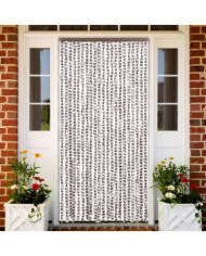 Rideau anti-mouches taupe et blanc 90x200 cm chenille | Mobilier & Déco