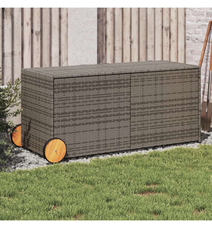 Boîte de rangement de jardin et roues gris 283L résine tressée | Mobilier & Déco