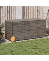 Boîte de rangement de jardin et roues gris 283L résine tressée | Mobilier & Déco