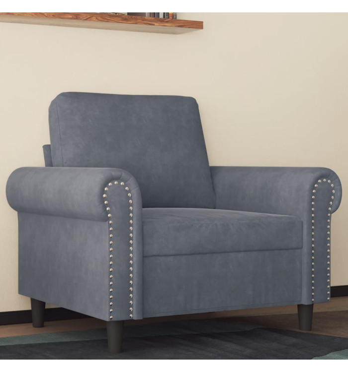 Fauteuil Gris foncé 60 cm Velours | Mobilier & Déco