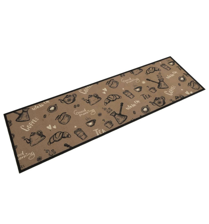 Tapis de cuisine lavable imprimé Morning brun 45x150 cm velours | Mobilier & Déco