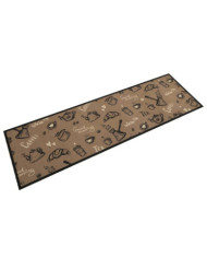 Tapis de cuisine lavable imprimé Morning brun 45x150 cm velours | Mobilier & Déco
