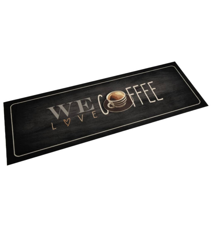 Tapis de cuisine lavable texte Coffee 60x180 cm velours | Mobilier & Déco