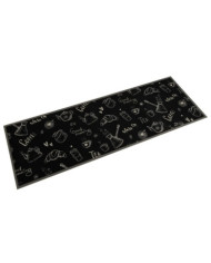 Tapis de cuisine lavable imprimé Morning noir 60x180 cm velours | Mobilier & Déco