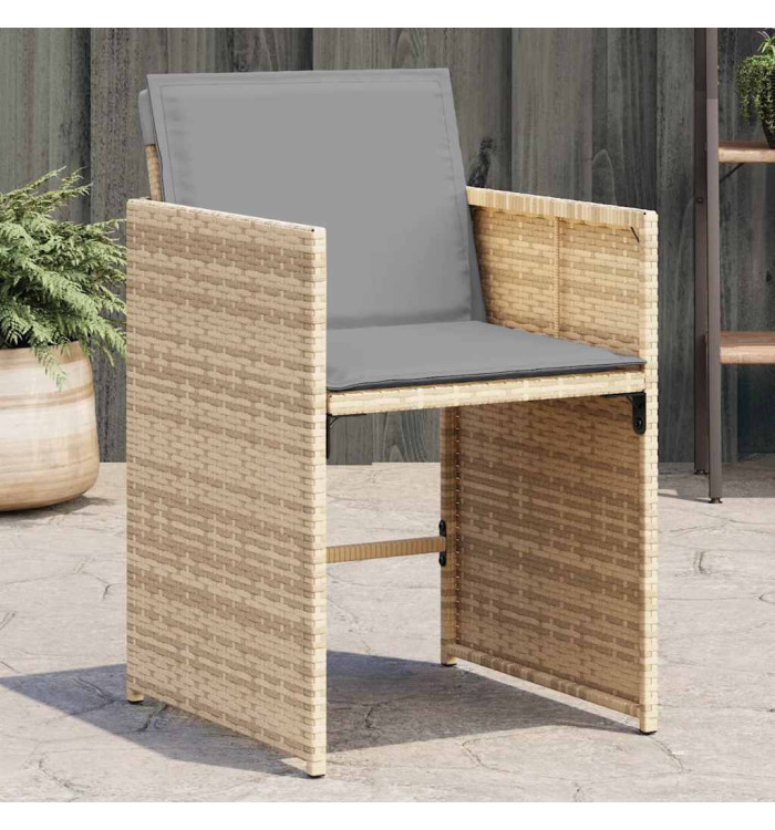 Chaises de jardin avec coussins lot de 4 mélange beige | Mobilier & Déco