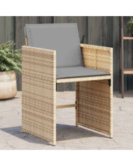 Chaises de jardin avec coussins lot de 4 mélange beige | Mobilier & Déco