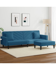 Ensemble de canapés 2 pcs avec coussins bleu velours | Mobilier & Déco
