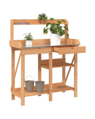 Banc de rempotage avec étagères marron bois massif de sapin | Mobilier & Déco