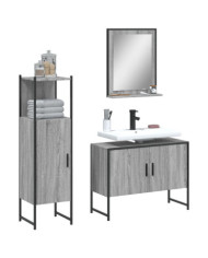 Ensemble d'armoires de salle de bain 3 pcs sonoma gris | Mobilier & Déco