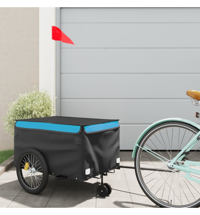 Remorque de vélo noir et bleu 30 kg fer | Mobilier & Déco