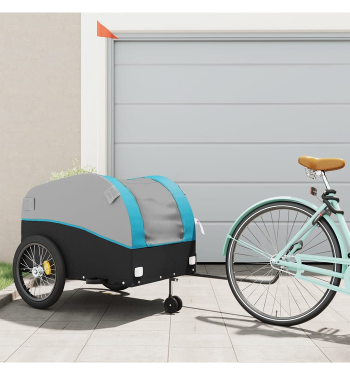 Remorque de vélo noir et bleu 45 kg fer | Mobilier & Déco