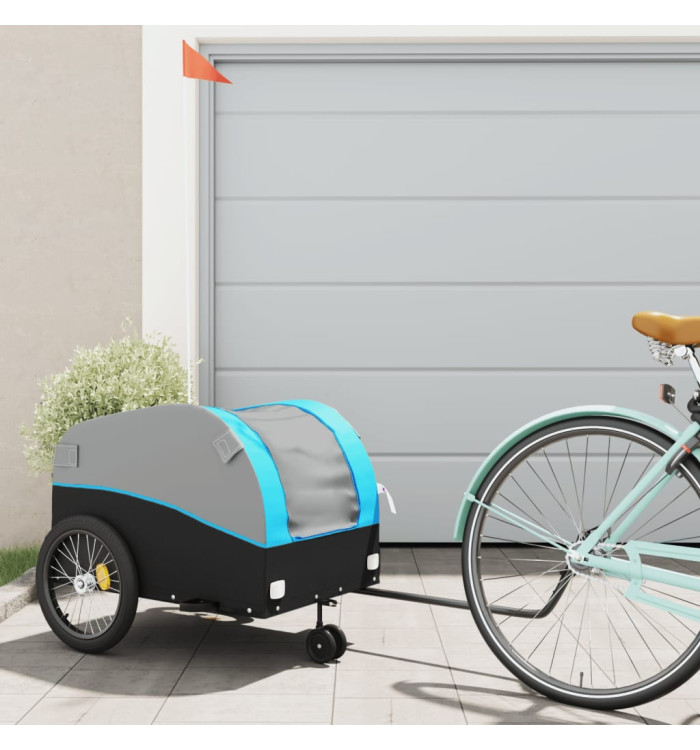 Remorque de vélo noir et bleu 45 kg fer | Mobilier & Déco