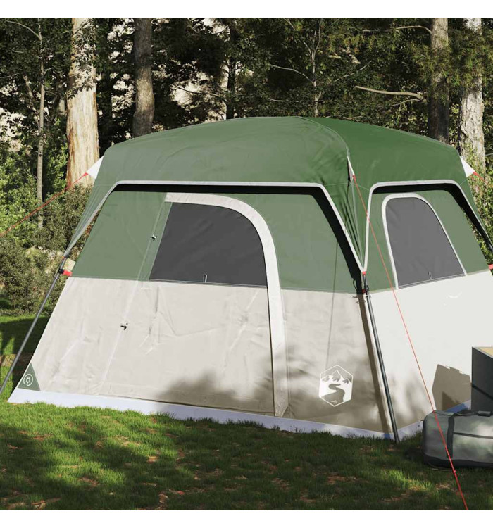 Tente de camping de cabine 4 personnes vert imperméable | Mobilier & Déco