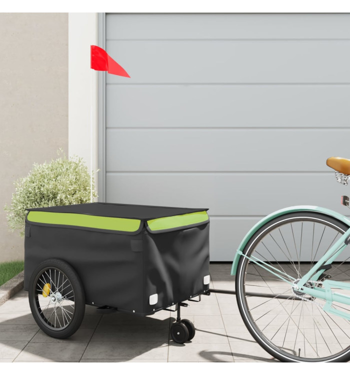 Remorque de vélo noir et vert 30 kg fer | Mobilier & Déco