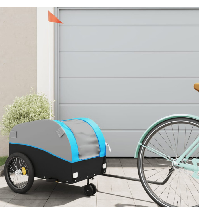 Remorque de vélo noir et bleu 30 kg fer | Mobilier & Déco