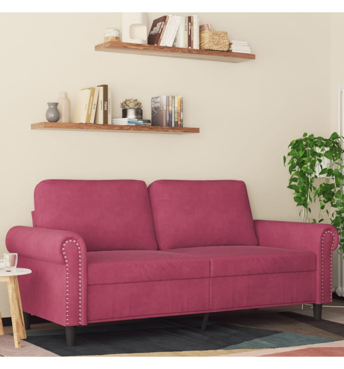 Canapé à 2 places Rouge bordeaux 140 cm Velours | Mobilier & Déco
